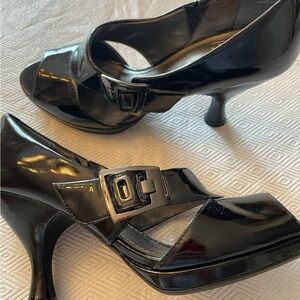 Paolo Black Women's Heels with Buckle Detail